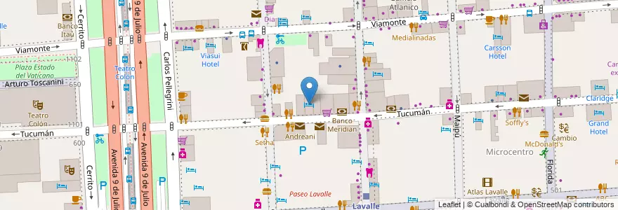 Mapa de ubicacion de Hotel Da Vinci, San Nicolas en 아르헨티나, Ciudad Autónoma De Buenos Aires, Comuna 1, 부에노스아이레스.