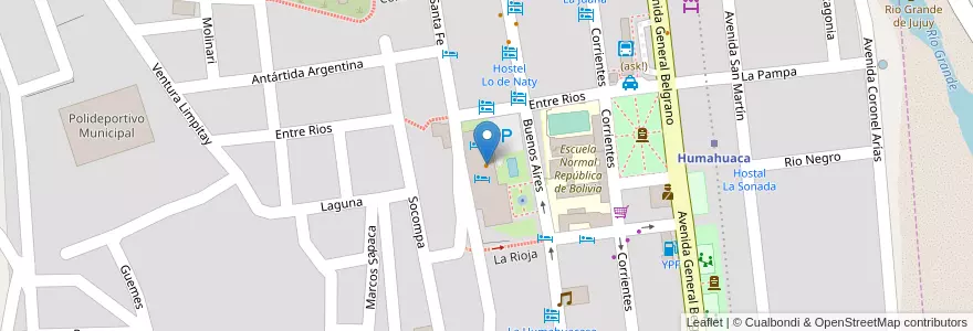 Mapa de ubicacion de Hotel de Turismo en 阿根廷, Jujuy, Departamento Humahuaca, Municipio De Humahuaca, Humahuaca.