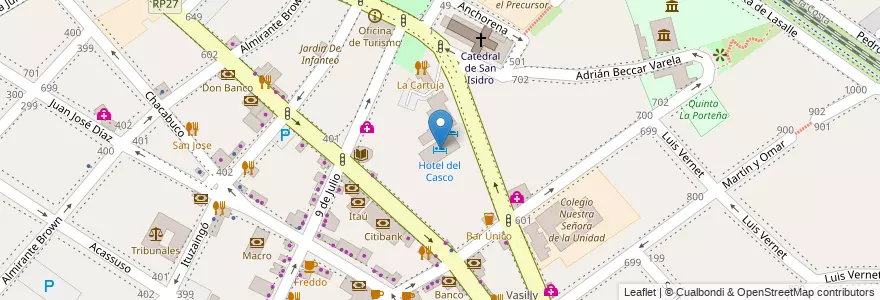 Mapa de ubicacion de Hotel del Casco en Arjantin, Buenos Aires, Partido De San Isidro, San Isidro.