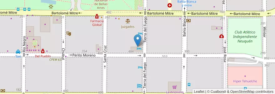 Mapa de ubicacion de Hotel Del Prado en Argentinien, Chile, Provinz Neuquén, Departamento Confluencia, Municipio De Neuquén, Neuquén.