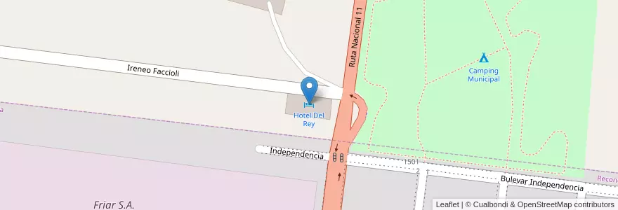 Mapa de ubicacion de Hotel Del Rey en アルゼンチン, サンタフェ州, Departamento General Obligado, Municipio De Reconquista.