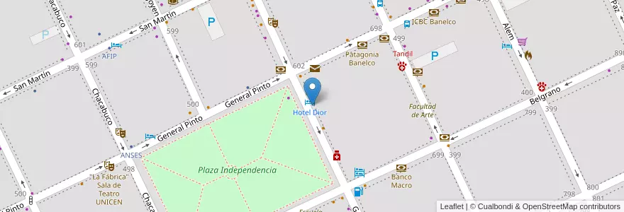 Mapa de ubicacion de Hotel Dior Restaurante en 阿根廷, 布宜诺斯艾利斯省, Partido De Tandil, Tandil.