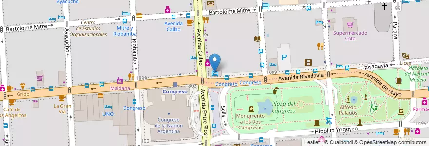 Mapa de ubicacion de Hotel Dos Congresos, San Nicolas en 아르헨티나, Ciudad Autónoma De Buenos Aires, 부에노스아이레스.
