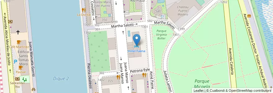 Mapa de ubicacion de Hotel Faena, Puerto Madero en Arjantin, Ciudad Autónoma De Buenos Aires, Comuna 1, Buenos Aires.