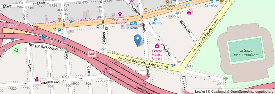 Mapa de ubicacion de Hotel Faraón, Versalles en Argentina, Ciudad Autónoma De Buenos Aires, Buenos Aires, Comuna 10.