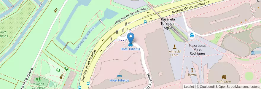 Mapa de ubicacion de Hotel Hiberus en اسپانیا, Aragón, ساراگوسا, Zaragoza, ساراگوسا.
