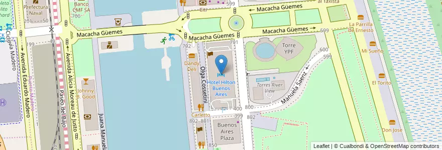 Mapa de ubicacion de Hotel Hilton Buenos Aires, Puerto Madero en آرژانتین, Ciudad Autónoma De Buenos Aires, Comuna 1, Buenos Aires.