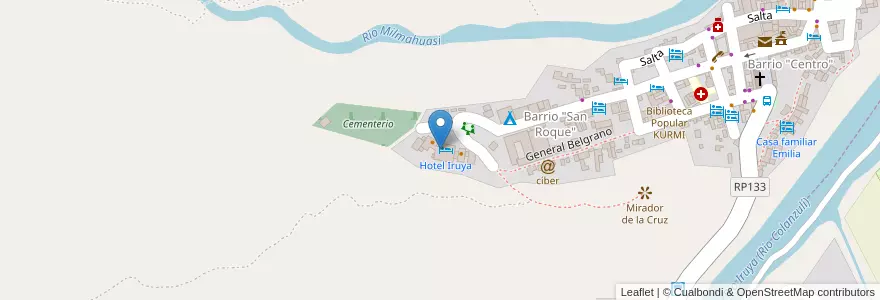 Mapa de ubicacion de Hotel Iruya en Argentina, Finca El Potrero, Salta, Departamento Iruya, Municipio Iruya.