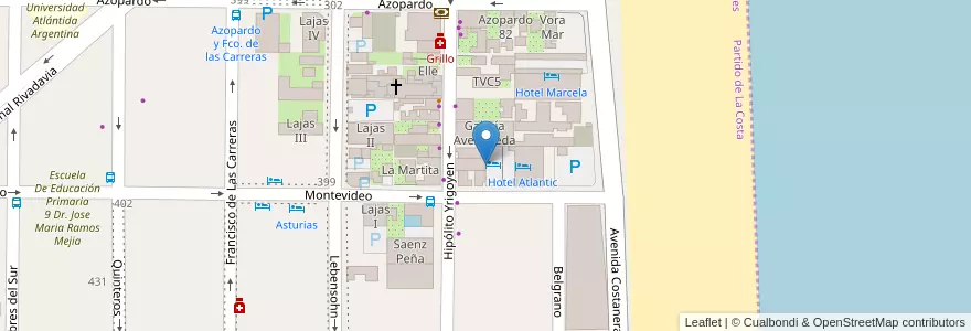 Mapa de ubicacion de Hotel Italia en Arjantin, Mar De Ajó.