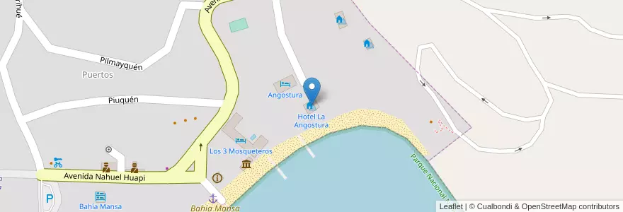Mapa de ubicacion de Hotel La Angostura en アルゼンチン, チリ, ネウケン州, Departamento Los Lagos, Villa La Angostura.