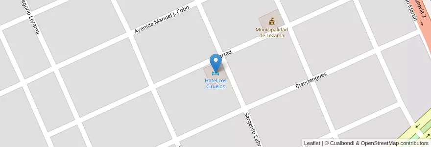 Mapa de ubicacion de Hotel Los Ciruelos en Arjantin, Buenos Aires, Partido De Lezama.