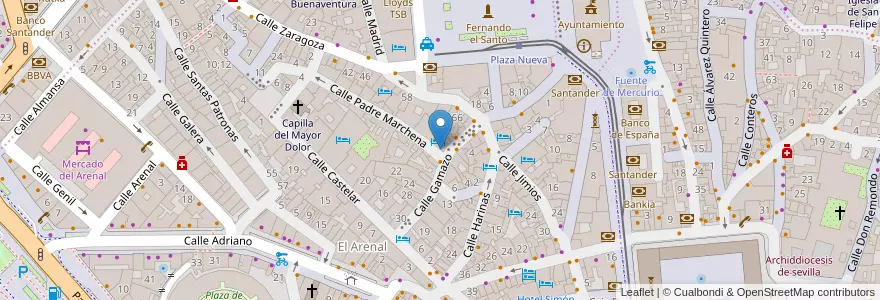 Mapa de ubicacion de Hotel Maestranza en Spagna, Andalucía, Sevilla, Siviglia.
