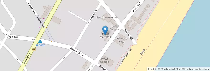 Mapa de ubicacion de Hotel Maritimo en アルゼンチン, ブエノスアイレス州, Partido De Villa Gesell.