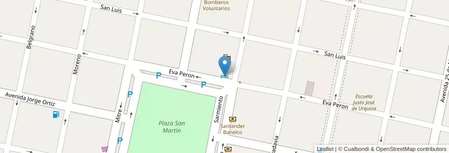 Mapa de ubicacion de Hotel Monumental en Argentinië, Santa Fe, Departamento San Martín, Municipio De San Jorge.