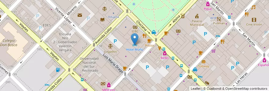 Mapa de ubicacion de Hotel Muñiz en Аргентина, Буэнос-Айрес, Partido De Bahía Blanca, Bahía Blanca.