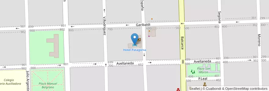 Mapa de ubicacion de Hotel Patagonia en アルゼンチン, ラ・パンパ州, Municipio De General Acha, Departamento Utracán, General Acha.