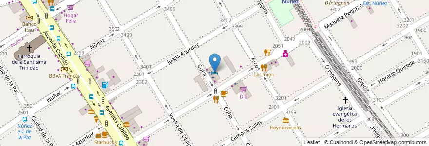 Mapa de ubicacion de Hotel Pedraza, Nuñez en Arjantin, Ciudad Autónoma De Buenos Aires, Buenos Aires, Comuna 13.