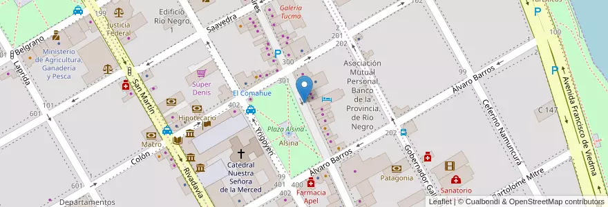 Mapa de ubicacion de Hotel Peumayén en アルゼンチン, リオネグロ州, Departamento Adolfo Alsina, Viedma, Viedma.