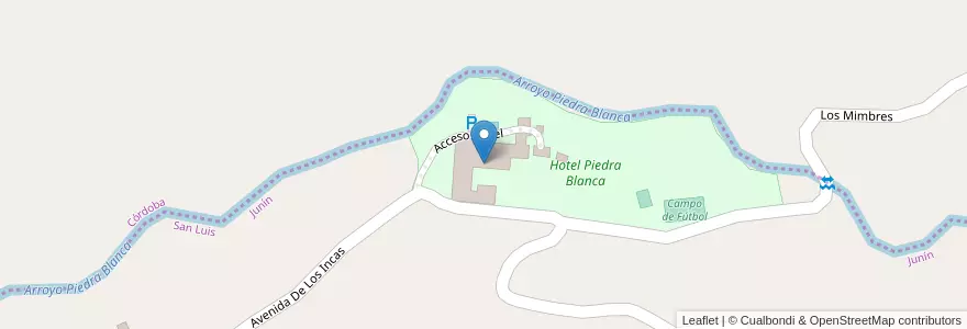 Mapa de ubicacion de Hotel Piedra Blanca en Argentinië, Córdoba, Departamento San Javier.