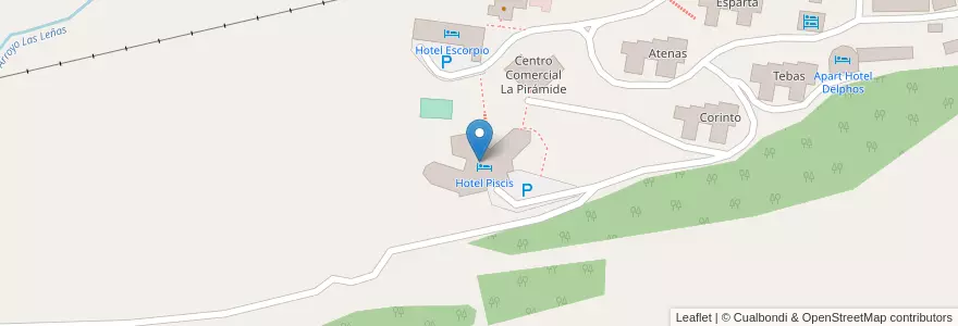 Mapa de ubicacion de Hotel Piscis en Arjantin, Şili, Mendoza, Departamento Malargüe, Distrito Ciudad De Malargüe.