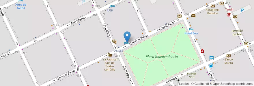 Mapa de ubicacion de Hotel Plaza Restaurante en Argentina, Buenos Aires, Partido De Tandil, Tandil.