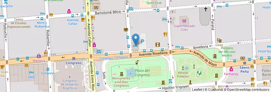 Mapa de ubicacion de Hotel Plaza Roma, San Nicolas en الأرجنتين, Ciudad Autónoma De Buenos Aires, Buenos Aires.