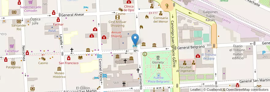 Mapa de ubicacion de Hotel Presidente en アルゼンチン, フフイ州, Departamento Doctor Manuel Belgrano, Municipio De San Salvador De Jujuy.