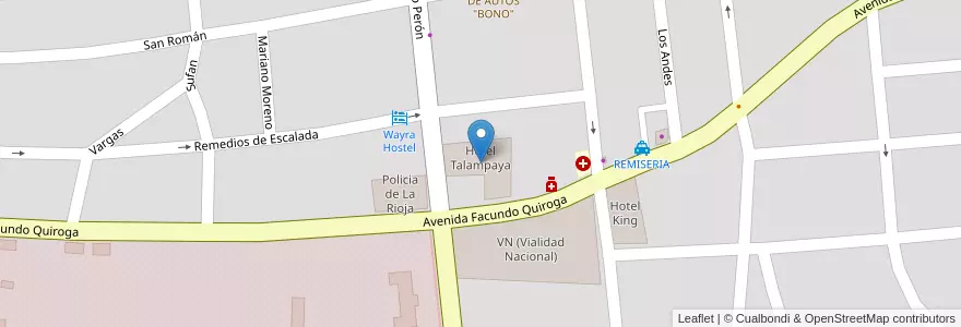 Mapa de ubicacion de Hotel Talampaya en Arjantin, La Rioja, Departamento Capital, La Rioja.
