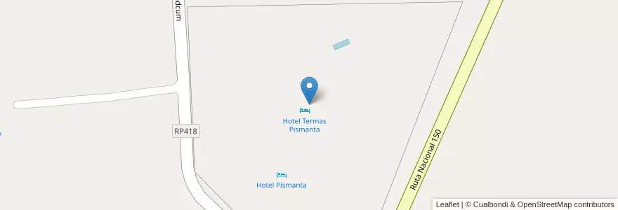Mapa de ubicacion de Hotel Termas Pismanta en الأرجنتين, سان خوان, تشيلي, Iglesia.