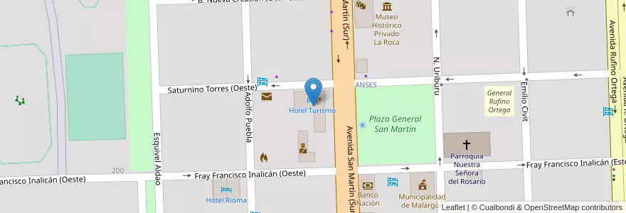 Mapa de ubicacion de Hotel Turismo en Argentina, Cile, Mendoza, Departamento Malargüe, Distrito Ciudad De Malargüe.