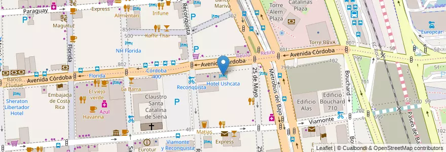 Mapa de ubicacion de Hotel Ushcata, San Nicolas en Argentina, Ciudad Autónoma De Buenos Aires, Comuna 1, Buenos Aires.