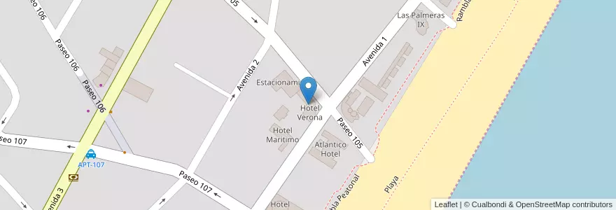 Mapa de ubicacion de Hotel Verona en アルゼンチン, ブエノスアイレス州, Partido De Villa Gesell.