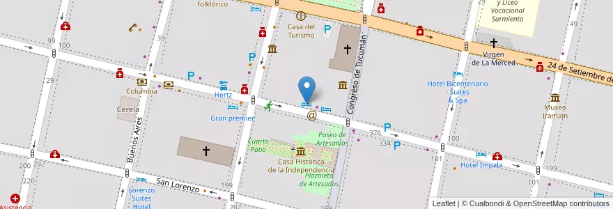 Mapa de ubicacion de Hotel Versailles Tucumán en Arjantin, Tucumán, San Miguel De Tucumán, Departamento Capital, San Miguel De Tucumán.