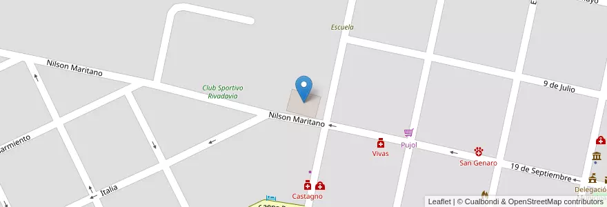 Mapa de ubicacion de Hotel y club Sportivo Rivadavia en アルゼンチン, サンタフェ州, Departamento San Jerónimo, Municipio De San Genaro.