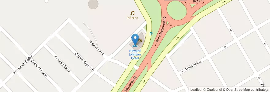 Mapa de ubicacion de Howard Johnson Hotel en Arjantin, Şili, Neuquén, Departamento Zapala, Zapala, Zapala.
