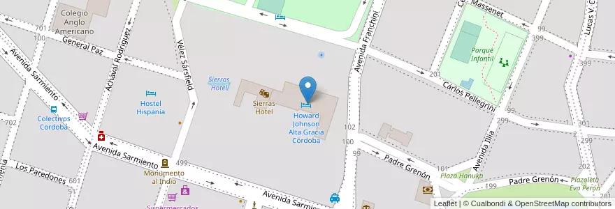 Mapa de ubicacion de Howard Johnson Sierras Hotel en Argentina, Córdoba, Departamento Santa María, Pedanía Alta Gracia, Municipio De Alta Gracia, Alta Gracia.