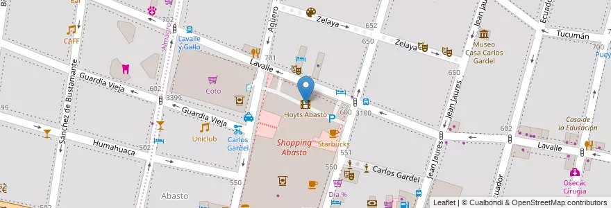Mapa de ubicacion de Hoyts Abasto, Balvanera en 阿根廷, Ciudad Autónoma De Buenos Aires, 布宜诺斯艾利斯.