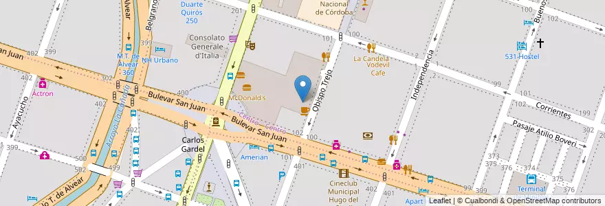 Mapa de ubicacion de Hoyts General Cinema en الأرجنتين, Córdoba, Departamento Capital, Pedanía Capital, Córdoba, Municipio De Córdoba.