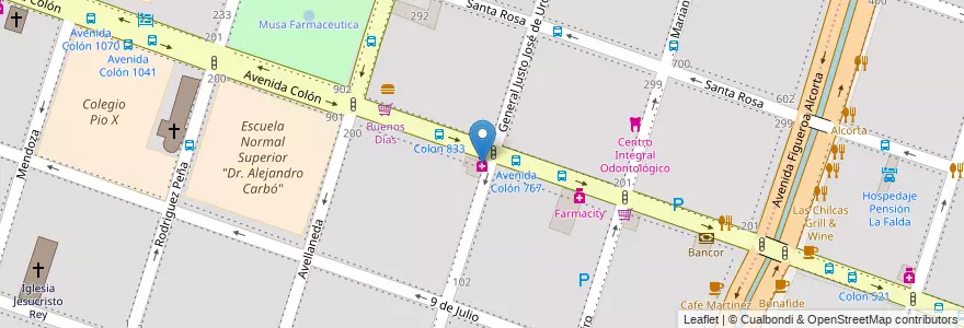 Mapa de ubicacion de Hp Farmacia en Аргентина, Кордова, Departamento Capital, Pedanía Capital, Córdoba, Municipio De Córdoba.