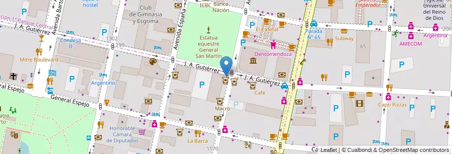 Mapa de ubicacion de HSBC en 아르헨티나, 칠레, Mendoza, Departamento Capital, Ciudad De Mendoza.