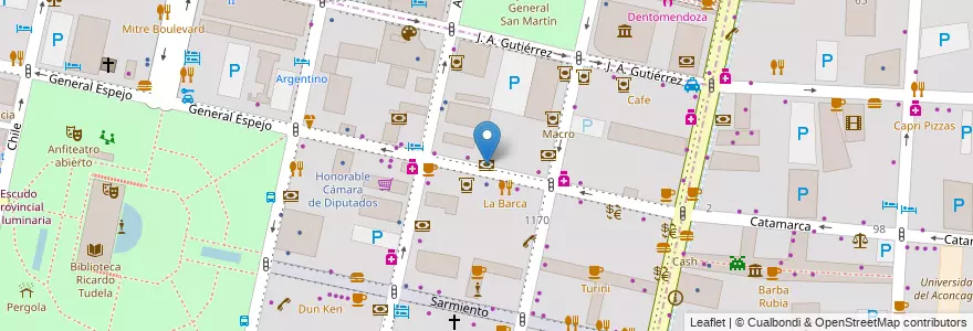 Mapa de ubicacion de HSBC en Argentina, Cile, Mendoza, Departamento Capital, Ciudad De Mendoza.