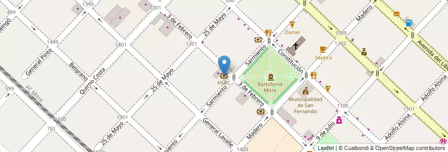 Mapa de ubicacion de HSBC en Arjantin, Buenos Aires, Partido De San Fernando, San Fernando.