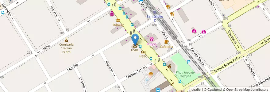 Mapa de ubicacion de HSBC en Arjantin, Buenos Aires, Partido De San Isidro, San Isidro.