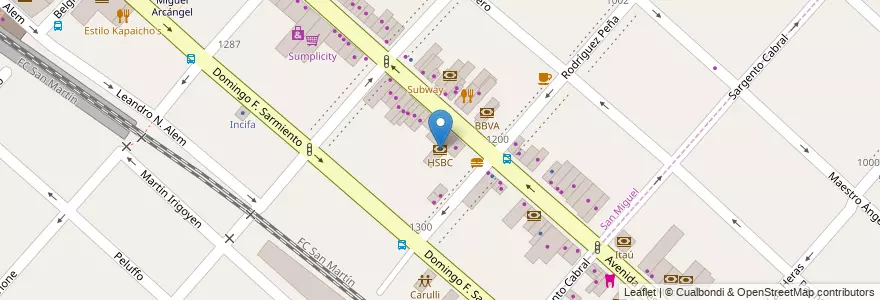 Mapa de ubicacion de HSBC en الأرجنتين, بوينس آيرس, Partido De San Miguel, San Miguel.