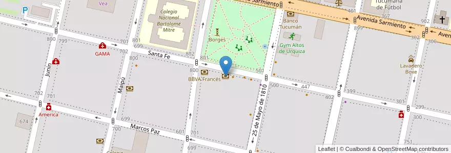 Mapa de ubicacion de HSBC en アルゼンチン, トゥクマン州, San Miguel De Tucumán, Departamento Capital, San Miguel De Tucumán.