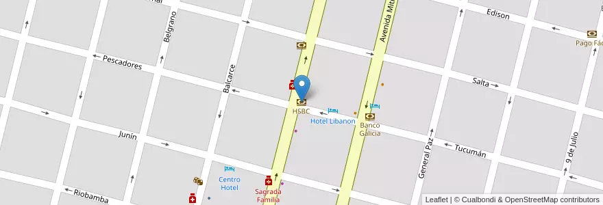 Mapa de ubicacion de HSBC en Argentinië, San Luis, General Pedernera, Villa Mercedes, Municipio De Villa Mercedes.