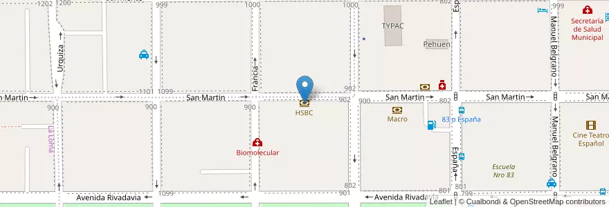 Mapa de ubicacion de HSBC en 아르헨티나, Chubut, Departamento Escalante, Comodoro Rivadavia.