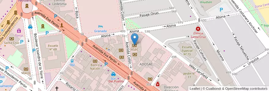 Mapa de ubicacion de HSBC en Argentinië, Santa Cruz, Chili, Mercado De La Ciudad, Deseado, Caleta Olivia.