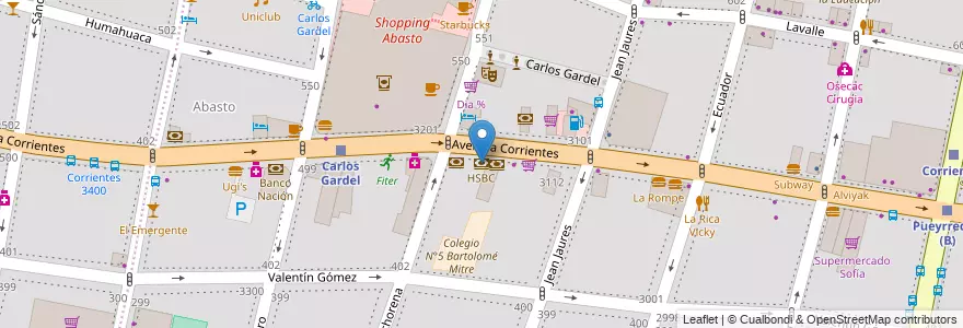 Mapa de ubicacion de HSBC, Balvanera en Argentinien, Ciudad Autónoma De Buenos Aires, Comuna 3, Buenos Aires.