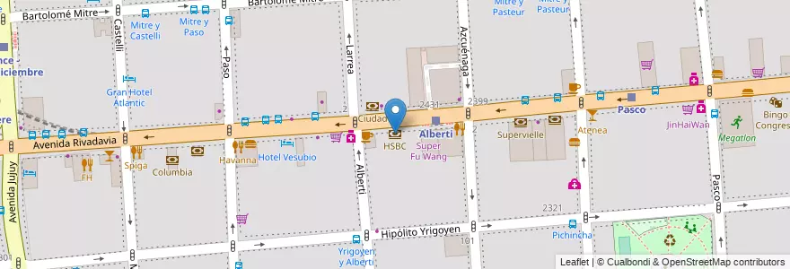 Mapa de ubicacion de HSBC, Balvanera en Argentina, Ciudad Autónoma De Buenos Aires, Comuna 3, Buenos Aires.